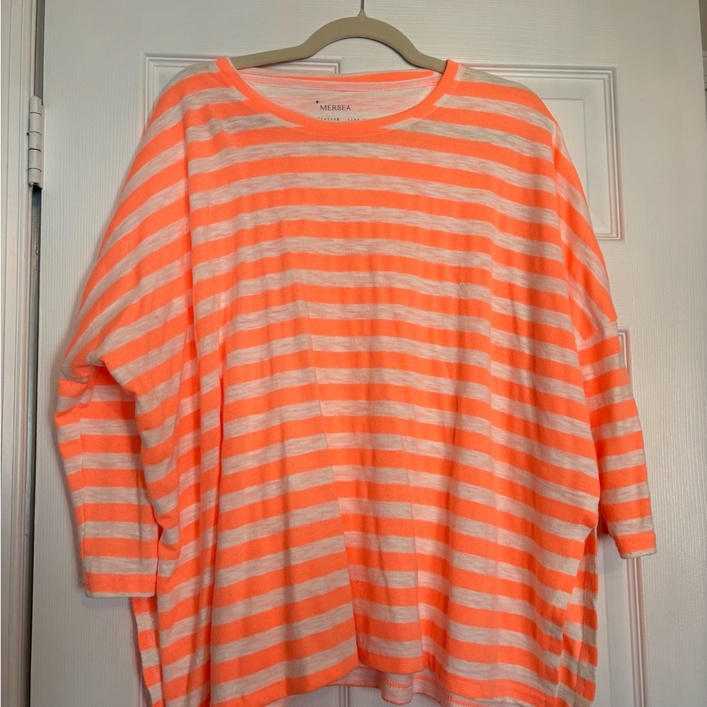 Mersea Brighr Orange Striped Top- one size